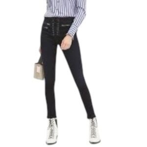 Veronica Beard Lita Moto Black Jeans Stretch Skinny Pants Size 26